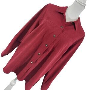 TALBOTS! LUXE BURGUNDY RED ULTRA SMOOTH ULTRA SUEDE BUTTON FRONT TOP! SZ S